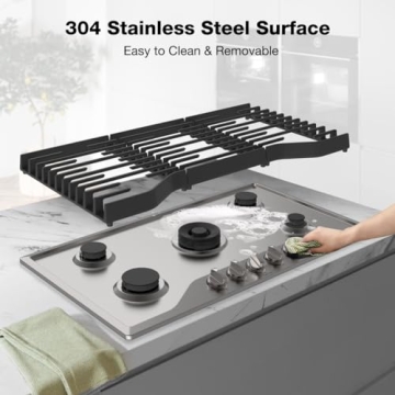 Thermomate 36 Inch Gas Cooktop with 5 Powerful Burners