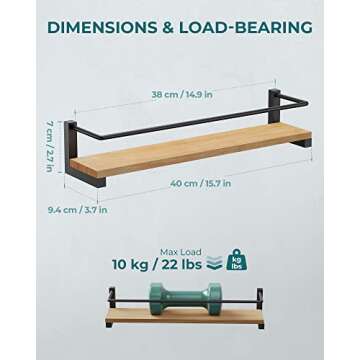 OROPY Spice Rack Wall Mounted, Rustic Wood Hanging Rack for Over The Stove, Kitchen Wall, 2 Pack