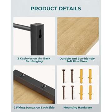 OROPY Spice Rack Wall Mounted, Rustic Wood Hanging Rack for Over The Stove, Kitchen Wall, 2 Pack