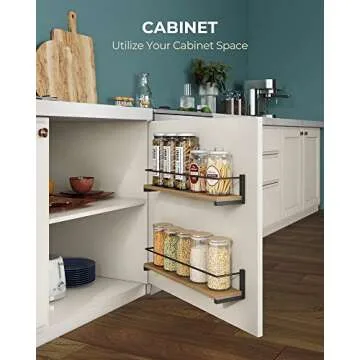 OROPY Spice Rack Wall Mounted, Rustic Wood Hanging Rack for Over The Stove, Kitchen Wall, 2 Pack