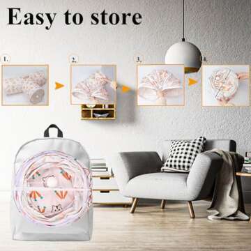 HERCOCCI Rabbit Toys, Bunny Tunnels & Tubes, Collapsible 3 Way Rabbit Hideout Tunnel with Chew Toys for Rabbit Bunny Guinea Pig Ferret Kitten