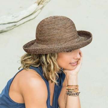 Wallaroo Hat Company Women’s Petite Victoria Sun Hat – Packable Design and Adjustable Sizing for...
