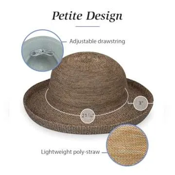 Wallaroo Hat Company Women’s Petite Victoria Sun Hat – Packable Design and Adjustable Sizing for Smaller Crown Sizes – Sophisticated Style for Parties, Beach and Outdoor Events (Mixed Camel)