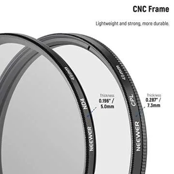 NEEWER 49mm ND Lens Filter Kit, UV + Circular Polarizer(CPL) + ND4 Filters Optical Glass Aluminum Alloy Slim Frame UV Filter Polarizing Filter Neutral Density Filter set for 49mm Camera Lens