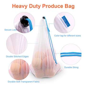 Beeswax Food Wrap (3 Pcs), Reusable Sandwich Bags (2 Large & 6 Medium) & Reusable Produce Bags (2 Large, 2 Medium & 2 Small) - Beeswax Wrap, Snacks Bags, Grocery Mesh Bag, Washable,Clear,Set of 17 Pcs