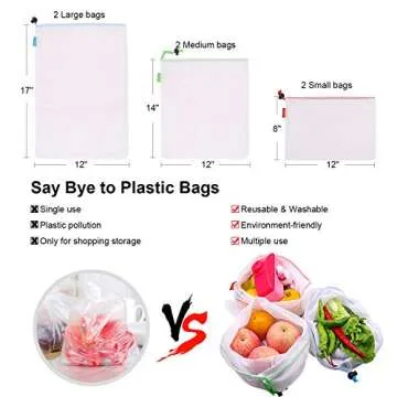 Beeswax Food Wrap (3 Pcs), Reusable Sandwich Bags (2 Large & 6 Medium) & Reusable Produce Bags (2 Large, 2 Medium & 2 Small) - Beeswax Wrap, Snacks Bags, Grocery Mesh Bag, Washable,Clear,Set of 17 Pcs