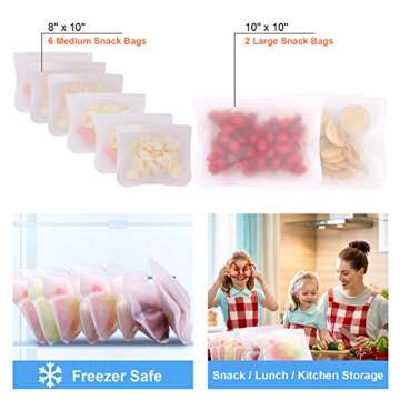 Beeswax Food Wrap (3 Pcs), Reusable Sandwich Bags (2 Large & 6 Medium) & Reusable Produce Bags (2 Large, 2 Medium & 2 Small) - Beeswax Wrap, Snacks Bags, Grocery Mesh Bag, Washable,Clear,Set of 17 Pcs