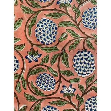 Ridhi Home Kitchen Linen 100% Cotton Cloth Dinner Napkins Handmade Floral Block Print- Soft Designer Napkins (Dark Salmon)