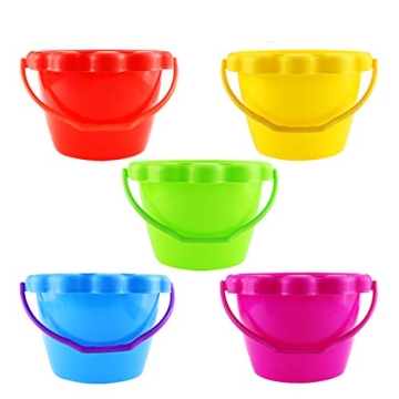 Faxco 5 Pack Colorful Plastic Small Buckets for Kids