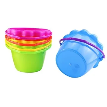 Faxco 5 Pack Colorful Plastic Small Buckets for Kids