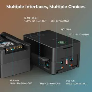 SMALLRIG V Mount Battery VB99 Pro Black, 99Wh / 6800mAh V Mount Battery with 100W Output, 2.5H Full Charge, with USB-C, DC, D-TAP, USB-A, Smart Digital Display for COB Video Light, Camera, Camcorder