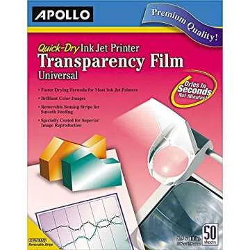 Apollo Transparency Film for Inkjet Printers - 50 Sheets