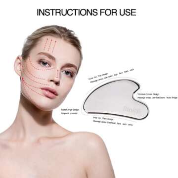 Binitik Gua Sha Facial Tool, Medical 316L Stainless Steel Gua Sha Comb for Face & Body, Gua Sha Mass...