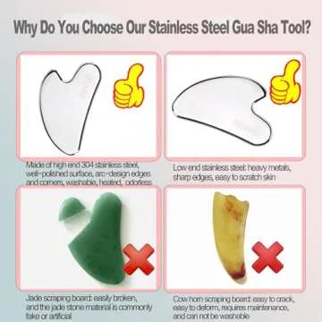 Binitik Gua Sha Facial Tool, Medical 316L Stainless Steel Gua Sha Comb for Face & Body, Gua Sha Massage Tool for Traditional Acupuncture Therapy, Daily Anti-Aging Health & Skin Care Tool (Middle)