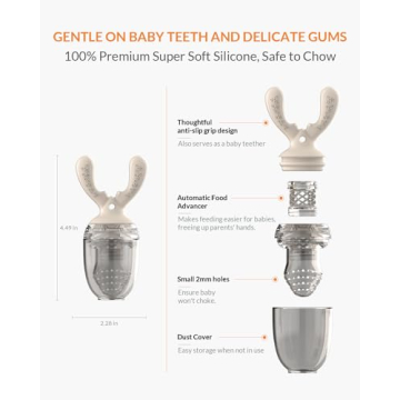 Infinno Baby Fruit Food Feeder for Infant, Soft Silicone Vegetable Feeder, Self Feeding Supplies, BPA Free, 4 Months and Up, Antlers White