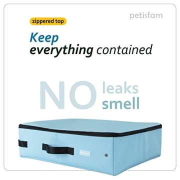 petisfam Portable Travel Cat Litter Box for Medium Cats and Kitty with Zipped Lid to Keep Litter and Odor Contained