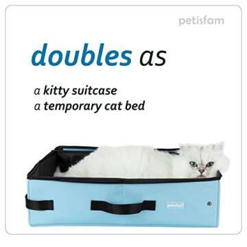 petisfam Portable Travel Cat Litter Box for Medium Cats and Kitty with Zipped Lid to Keep Litter and Odor Contained