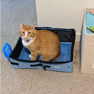 petisfam Portable Travel Cat Litter Box for Medium Cats and Kitty with Zipped Lid to Keep Litter and Odor Contained