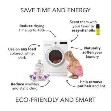 Friendsheep Organic Wool Dryer Balls Pink Purple Hearts 6 Pack XL Premium Reusable Cruelty Free Hand...