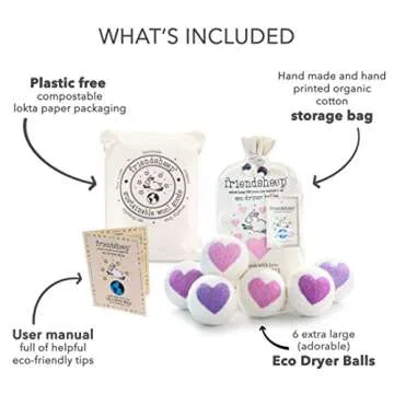Friendsheep Organic Wool Dryer Balls 6 Pack Premium – Eco-Friendly Laundry Solution