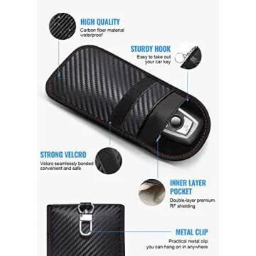 Lanpard Faraday Bag for Key Fob(2 Pack), Faraday Cage Protector, Car RFID Signal Blocking Key Fob Protector, Double-Layers of Shielding Carbon Fiber Material Anti-Theft Faraday Pouch