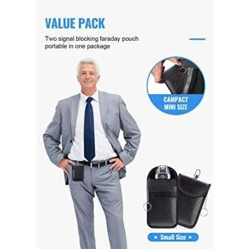 Lanpard Faraday Bag for Key Fob(2 Pack), Faraday Cage Protector, Car RFID Signal Blocking Key Fob Protector, Double-Layers of Shielding Carbon Fiber Material Anti-Theft Faraday Pouch