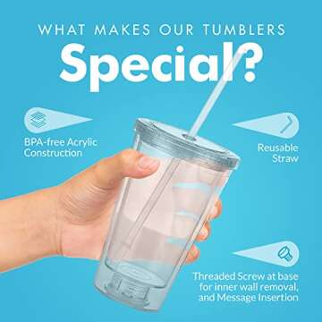 Customizable Acrylic Tumbler for Cold Drinks 16oz