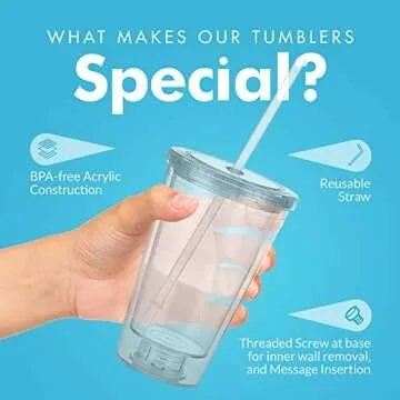 Customizable Acrylic Tumbler for Cold Drinks 16oz