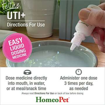 HomeoPet Feline UTI Plus, Safe and Natural Urinary Tract Medicine for Cats, Feline Urinary Tract Support, 15 Milliliters