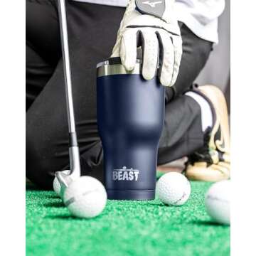 Beast 20 oz Tumbler Stainless Steel Vacuum Insulated Coffee Ice Cup Double Wall Travel Flask (Navy Blue)