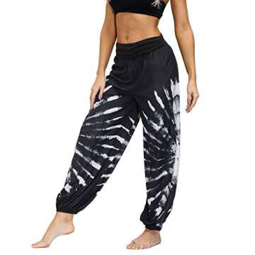 Lu's Chic Women's Thai Harem Pants Bohemian Yoga Pants Loose Indian Summer Boho Hippie Pants Style3 6-8