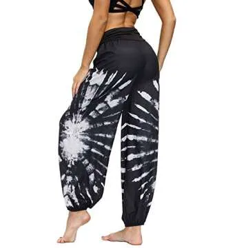 Lu's Chic Women's Thai Harem Pants Bohemian Yoga Pants Loose Indian Summer Boho Hippie Pants Style3 6-8