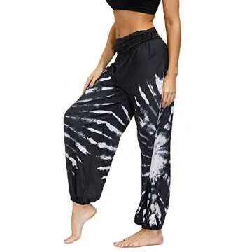 Lu's Chic Women's Thai Harem Pants Bohemian Yoga Pants Loose Indian Summer Boho Hippie Pants Style3 6-8