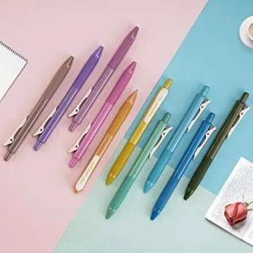 WRITECH Retractable Gel Pens Quick Dry Ink Pens Fine Point 0.5mm 10 Assorted Unique Vintage Colors For Journaling, Drawing, Doodling, and Notetaking (Vintage 2)