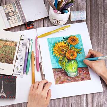 WRITECH Retractable Gel Pens Quick Dry Ink Pens Fine Point 0.5mm 10 Assorted Unique Vintage Colors For Journaling, Drawing, Doodling, and Notetaking (Vintage 2)