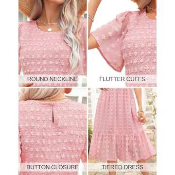 Kranda Women Vintage Smocked Midi Dress for Spring