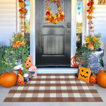 KOZYFLY Buffalo Plaid Area Rug 3x5 Ft Stylish Washable Mat