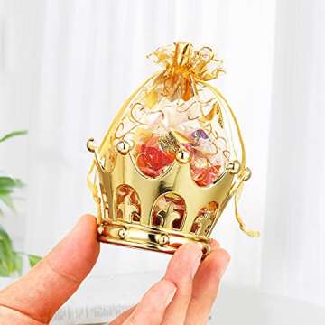Gold Fillable Crown Goblet with Pouch for Candy Chocolate Cake Dessert Storage Decoration for Wedding Birthday Party(15 Pieces)