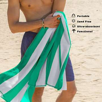 Exclusivo Mezcla 4 Pack Large Cabana Stripe Lightweight Soft Microfiber Beach Towels, Highly Absorbe...