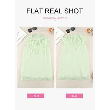 Diukia Women's Summer Cute Ruffle Tank Tops Flowy Chiffon Lined Sleeveless Shirts Blouse Casual Solid Color Pleated Mock Neck Top for Teen Girls Juniors Ladies Green S