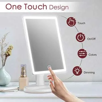Large Lighted Makeup Mirror, Makeup Mirror with 88 LED Lights and Magnification, Lighted Vanity Mirror with Mini 10X Magnifying Mirror, Touch Control Design, 3 Colors Lighting Modes, Stepless Dimming
