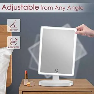 Large Lighted Makeup Mirror, Makeup Mirror with 88 LED Lights and Magnification, Lighted Vanity Mirror with Mini 10X Magnifying Mirror, Touch Control Design, 3 Colors Lighting Modes, Stepless Dimming