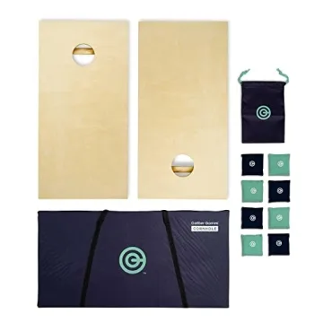 Caliber Games Solid Wood Premium Cornhole Set - 4'x2' Regulation Cornhole Game w/Carrying Case & Set of 8 Cornhole Bean Bags w/Tote