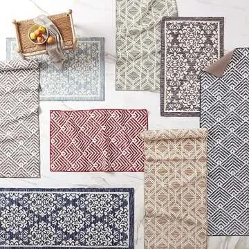 TOWN & COUNTRY EVERYDAY Walker Damask Medallion Everwash™ Washable Multi-Use Decorative Rug, Tufted Kitchen Runner Rug, Low-Profile Door Mat, Bath Rug with Non-Slip Backing, Light Blue, 24"x72"