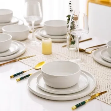 AmorArc Stoneware Dinnerware Set Service for 4 - Durable & Stylish