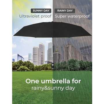 NEW Small Travel Compact Automatic Open and Close Umbrella for Backpack and Car with Teflon Coating Windproof Lightweight Folding Portable Sun and Rain Umbrellas for Women Men, Yellow inside, 38"