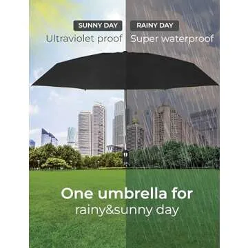 NEW Small Travel Compact Automatic Open and Close Umbrella for Backpack and Car with Teflon Coating Windproof Lightweight Folding Portable Sun and Rain Umbrellas for Women Men, Yellow inside, 38"