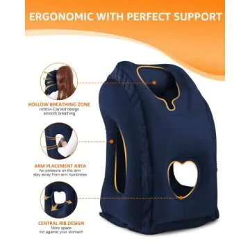 Sunany Travel Pillow, Inflatable Neck Pillow Used for Airplanes/Cars/Buses/Trains/Office Napping with Eye Mask/Earplugs (Blue)