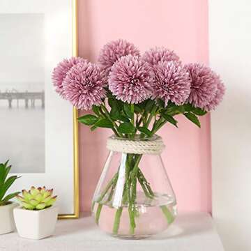Floweroyal 12pcs Silk Chrysanthemum Ball Flowers for Decor