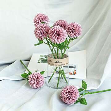 Floweroyal 12pcs Silk Chrysanthemum Ball Flowers for Decor